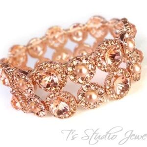 rose gold elastic jeweled bracelet